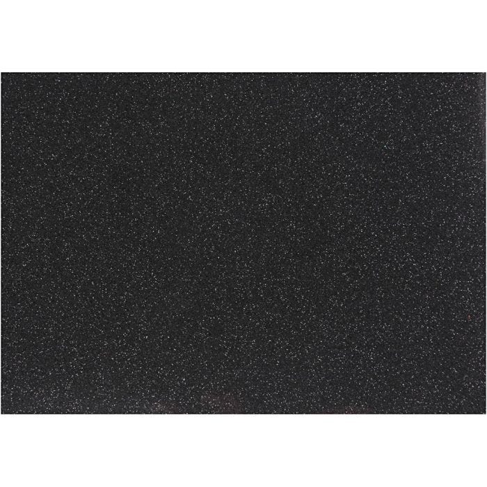 Strygestof, A5, ark 148x210 mm, glitter, sort, 1 ark