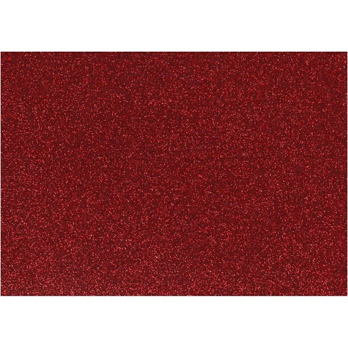 Strygestof, A5, ark 148x210 mm, glitter, rød, 1 ark
