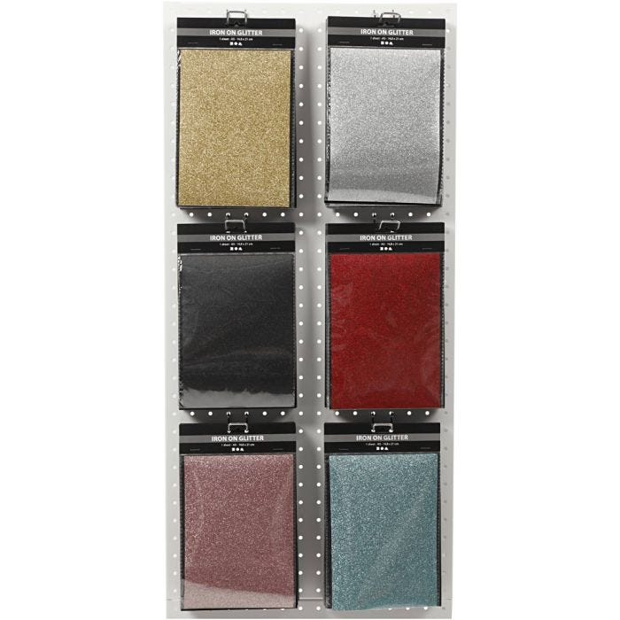 Strygestof, ark 148x210 mm, glitter, ass. farver, 6x10 ark/ 1 pk.