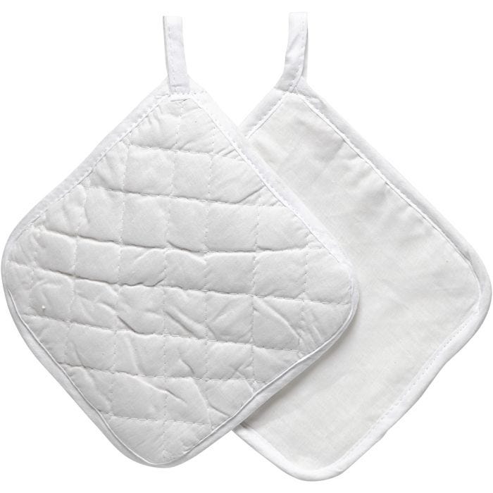 Grydelapper, str. 20x20 cm, 145 g, hvid, 1 par