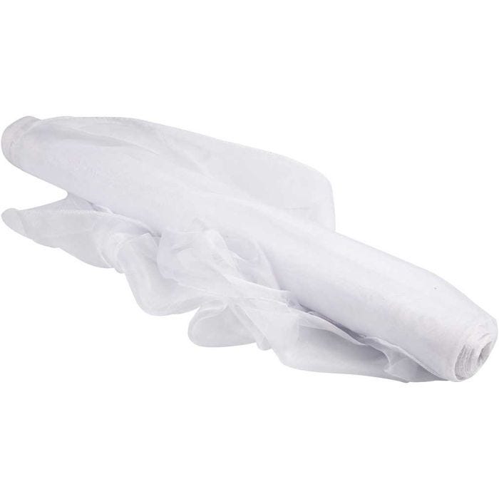 Organza stof, B: 50 cm, hvid, 10 m/ 1 rl.