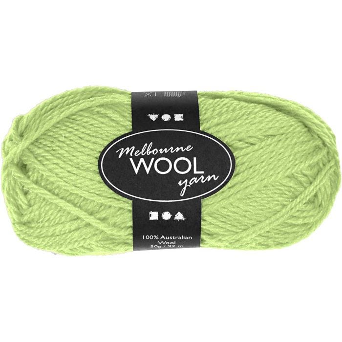 Melbourne Uldgarn, L: 92 M, neon grøn, 50 g/ 1 ngl.