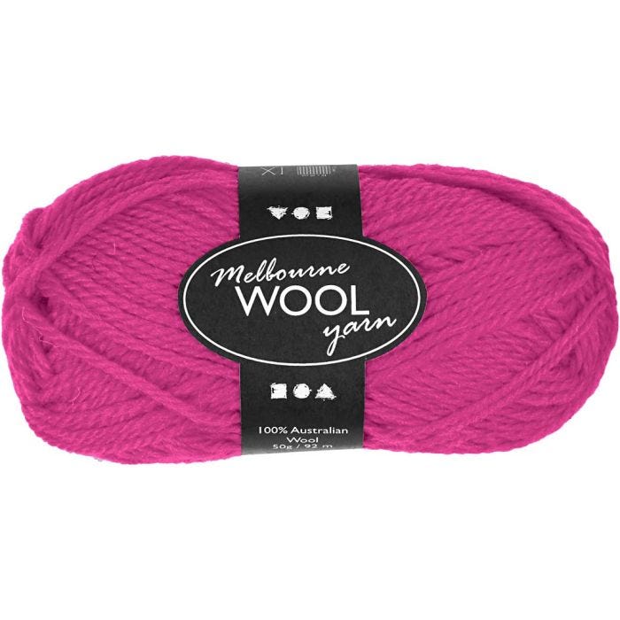 Melbourne Uldgarn, L: 92 M, neon pink, 50 g/ 1 ngl.