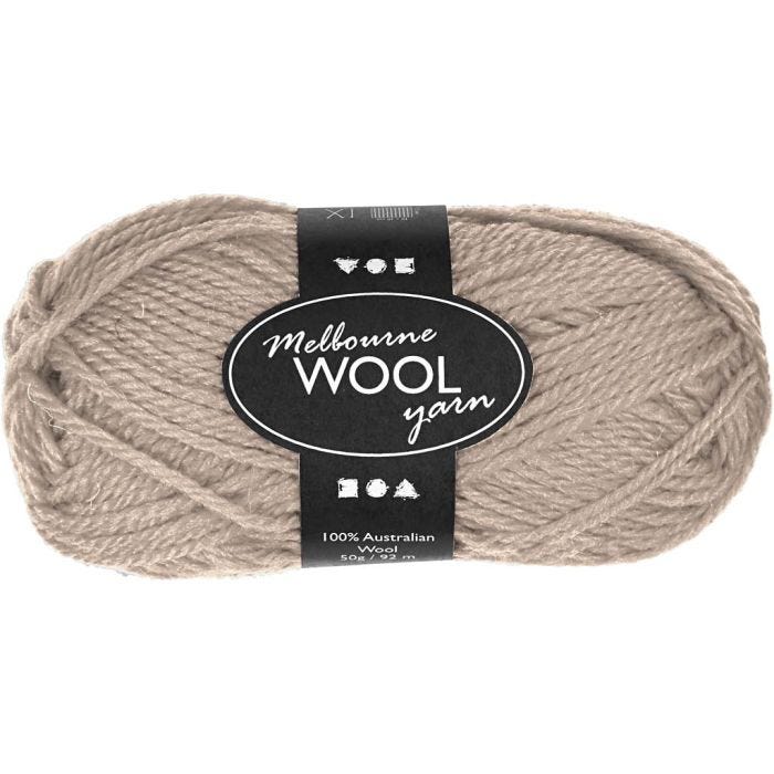 Melbourne Uldgarn, L: 92 M, beige, 50 g/ 1 ngl.