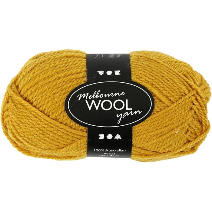 Melbourne Uldgarn, L: 92 M, mørk gul, 50 g/ 1 ngl.