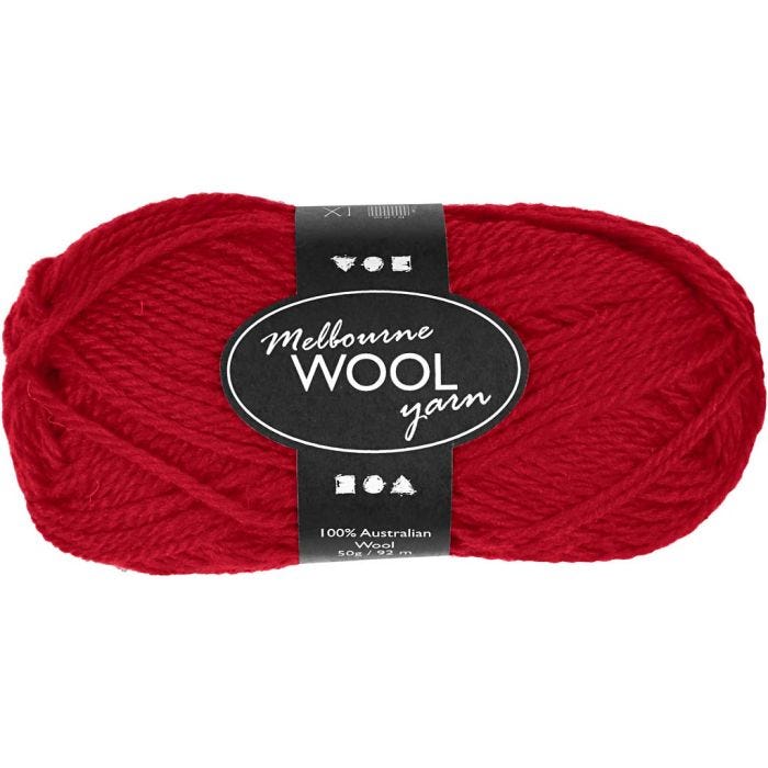 Melbourne Uldgarn, L: 92 M, rød, 50 g/ 1 ngl.