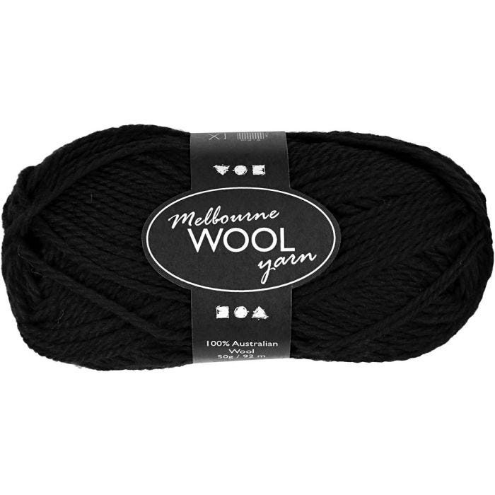 Melbourne Uldgarn, L: 92 M, sort, 50 g/ 1 ngl.