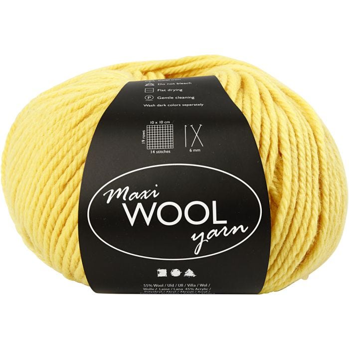 Uldgarn, L: 125 M, gul, 100 g/ 1 ngl.