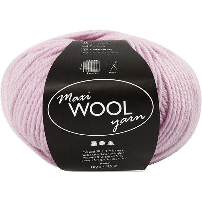 Uldgarn, L: 125 M, sart rosa, 100 g/ 1 ngl.