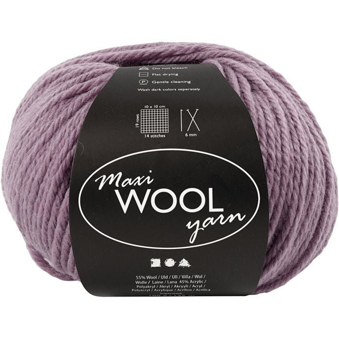Uldgarn, L: 125 M, lavendel, 100 g/ 1 ngl.