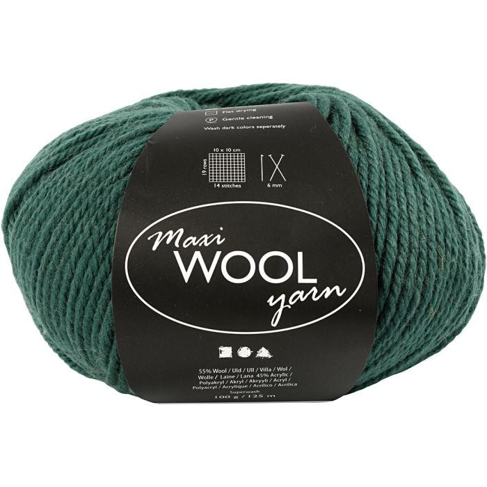 Uldgarn, L: 125 M, grøn, 100 g/ 1 ngl.