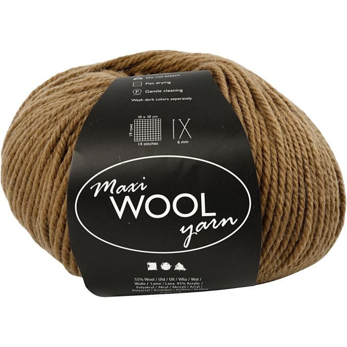 Uldgarn, L: 125 M, lys brun, 100 g/ 1 ngl.
