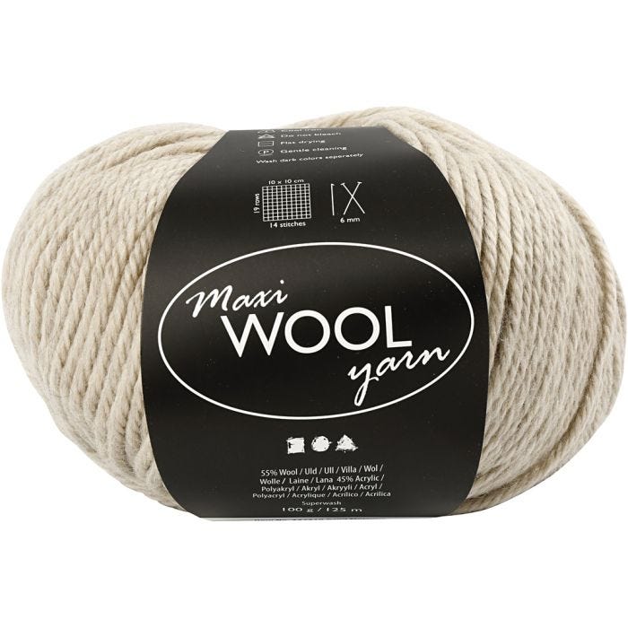 Uldgarn, L: 125 M, sand melange, 100 g/ 1 ngl.