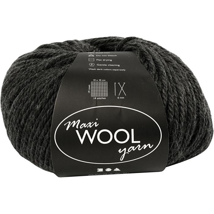 Uldgarn, L: 125 M, mørk grå melange, 100 g/ 1 ngl.