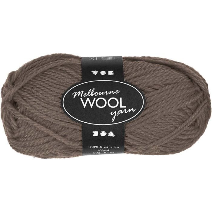 Melbourne Uldgarn, L: 92 M, grå brun, 50 g/ 1 ngl.