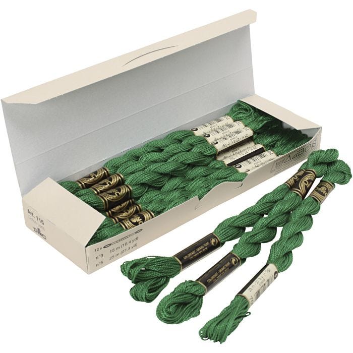 DMC perlegarn, 5, grøn, 12x25m/ 1 pk.