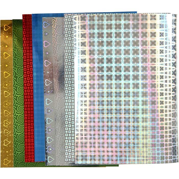 Holografipapir, A4, ark 210x297 mm, 120 g, 8ass. ark/ 1 pk.