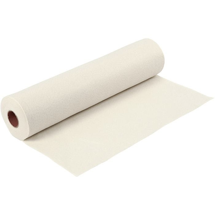 Hobbyfilt, B: 45 cm, tykkelse 1,5 mm, 180-200 g, råhvid, 5 m/ 1 rl.