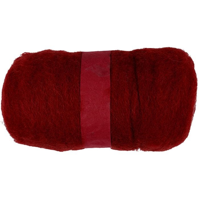 Kartet Uld, varm rød, 100 g/ 1 bdt.