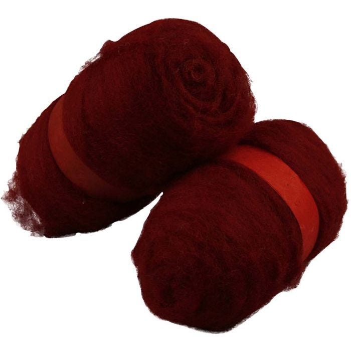 Kartet Uld, varm rød, 2x100 g/ 1 pk.