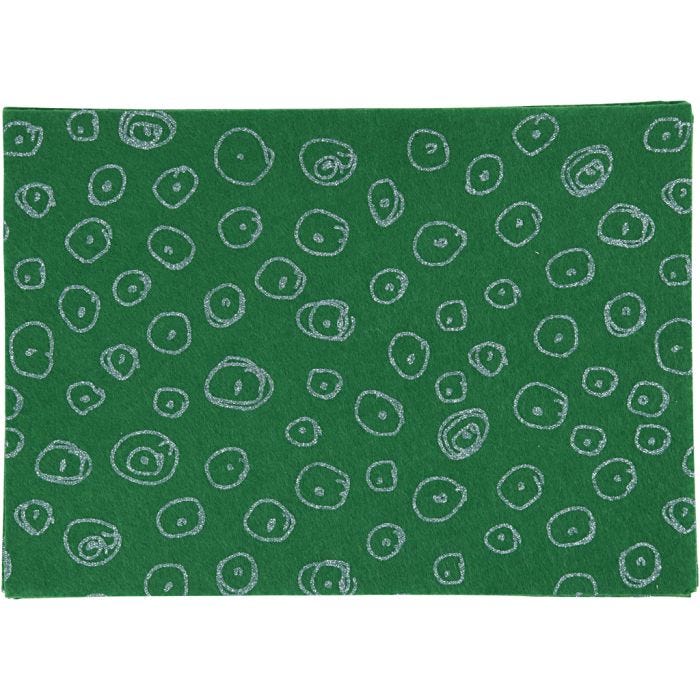 Hobbyfilt, A4, ark 210x297 mm, tykkelse 1 mm, grøn, 10 ark/ 1 pk.