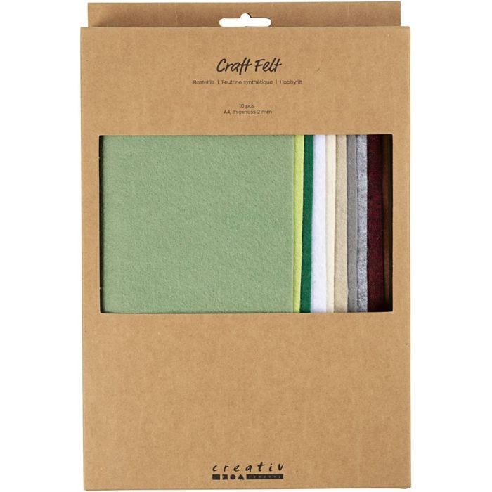 Hobbyfilt, A4, ark 210x297 mm, tykkelse 2 mm, natur, 10 stk./ 1 pk.