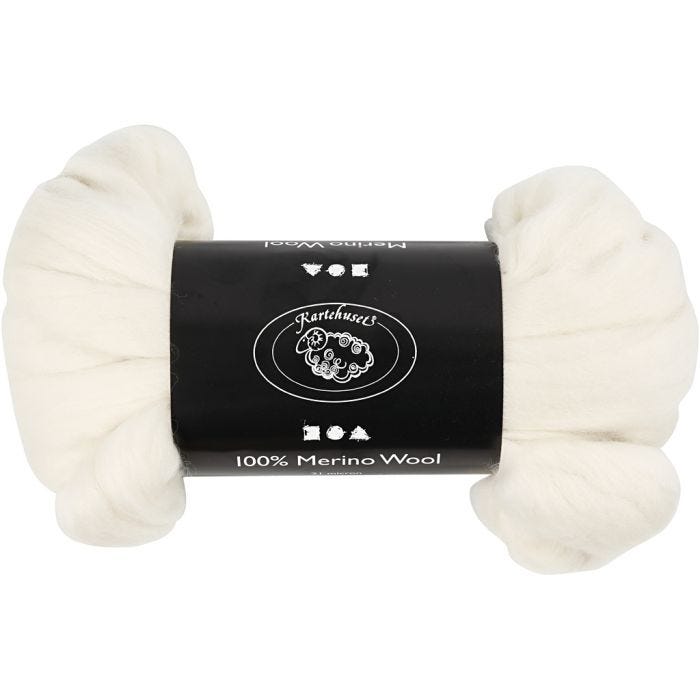 Merinould, tykkelse 21 my, råhvid, 100 g/ 1 pk.