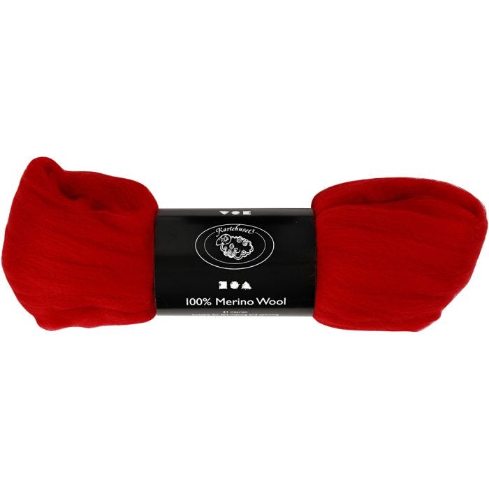 Merinould, tykkelse 21 my, julerød, 100 g/ 1 pk.