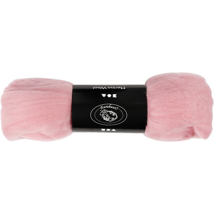 Merinould, tykkelse 21 my, lyserød, 100 g/ 1 pk.