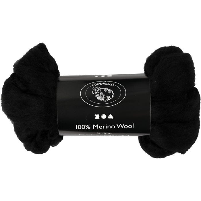 Merinould, tykkelse 21 my, sort, 100 g/ 1 pk.