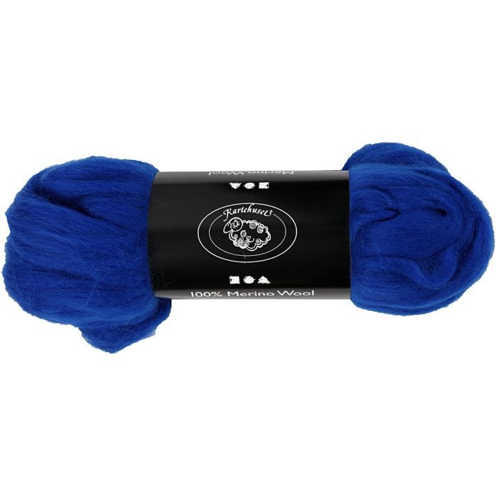 Merinould, tykkelse 21 my, kongeblå, 100 g/ 1 pk.