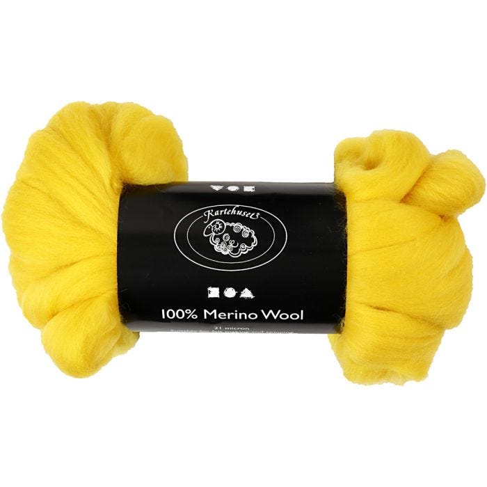 Merinould, tykkelse 21 my, solgul, 100 g/ 1 pk.