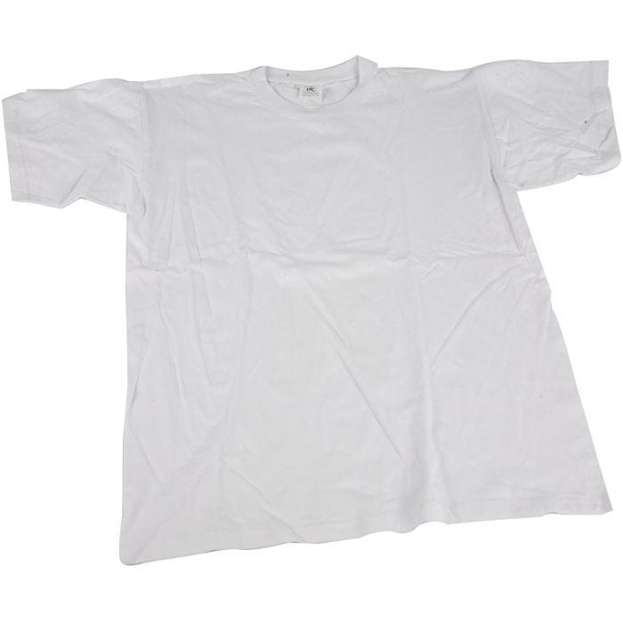 T-shirt, B: 48 cm, str. small, rund hals, 145 g, hvid, 1 stk.
