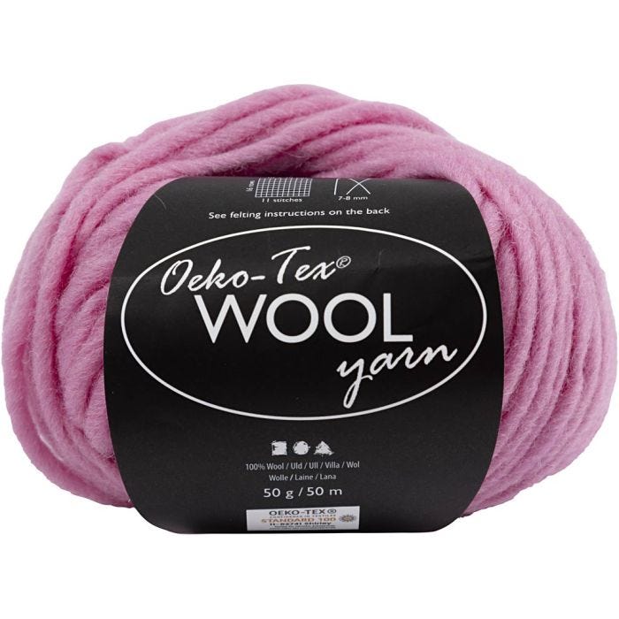 Uldgarn, L: 50 M, lys pink, 50 g/ 1 ngl.