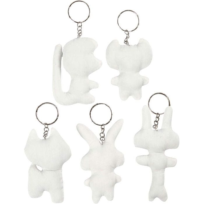 Stoffigurer med nøglering, H: 6-10 cm, 5 stk./ 1 pk.