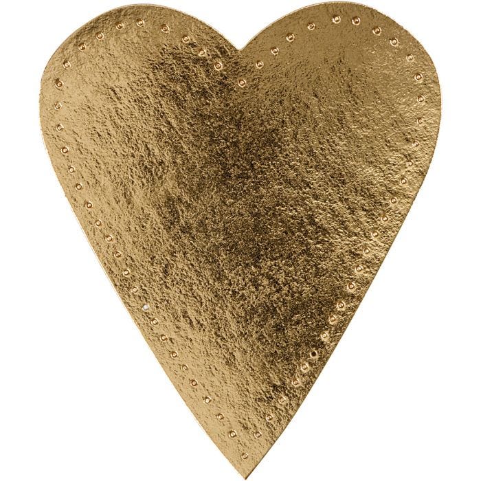 Hjerte, H: 12 cm, B: 10 cm, 350 g, guld, 4stk./ 1 pk.