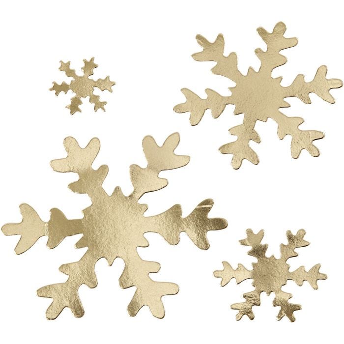 Snefnug, diam. 3+5+8+10 cm, 350 g, guld, 16 stk./ 1 pk.