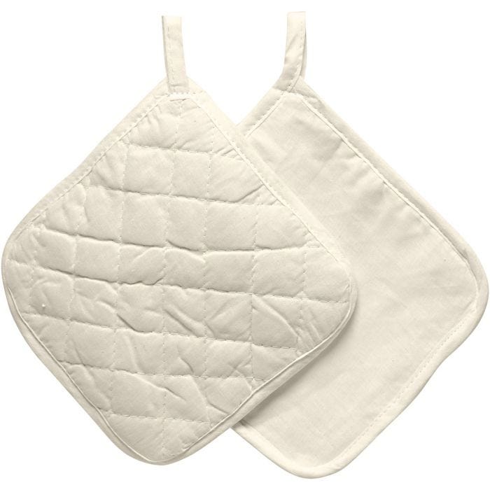 Grydelapper, str. 20x20 cm, 115 g, lys natur, 4 stk./ 1 pk.
