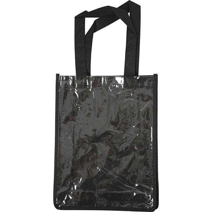 Taske med plastfront, 30x23x7 cm, sort, 1 stk.