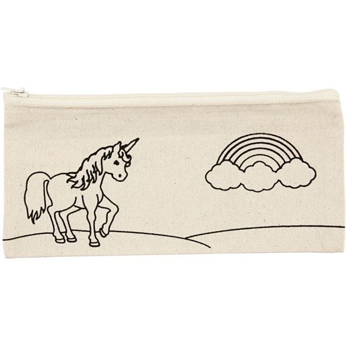 Penalhus, enhjørning, str. 21x9 cm, 245 g, lys natur, 1 stk.