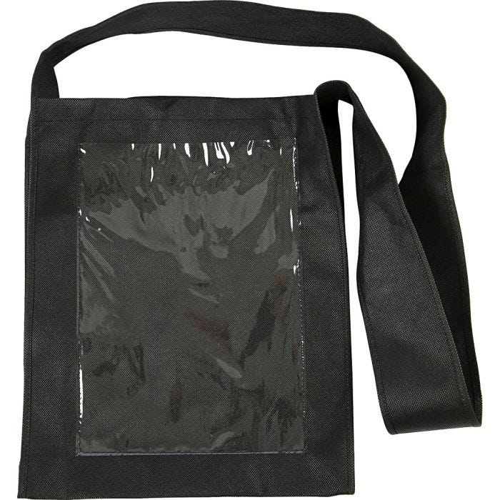 Taske med plastfront, 40x34x8 cm, sort, 1 stk.
