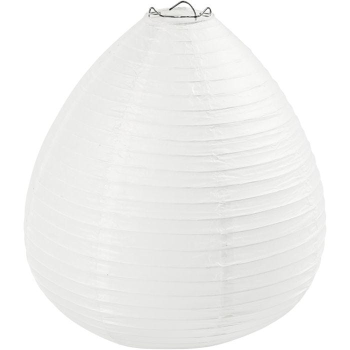Rispapirlampe, Dråbe, 27 cm, 25 cm, hvid, 1 stk.