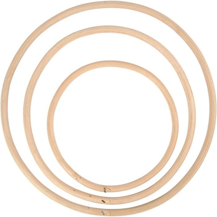 Bambusring, diam. 15,3+20,3+25,5 cm, 3 stk./ 1 sæt