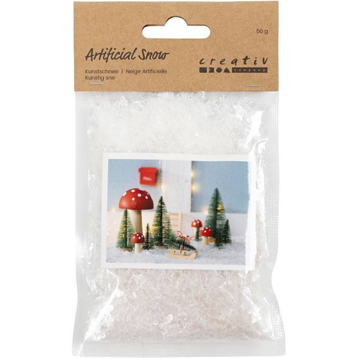 Kunstig sne, hvid glitter, 50 g/ 1 ps.