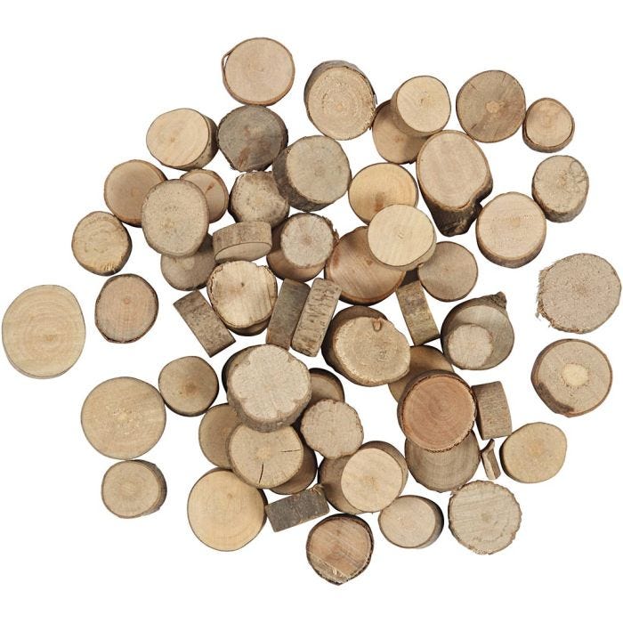 Træskiver, diam. 10-15 mm, 25 g/ 1 pk.