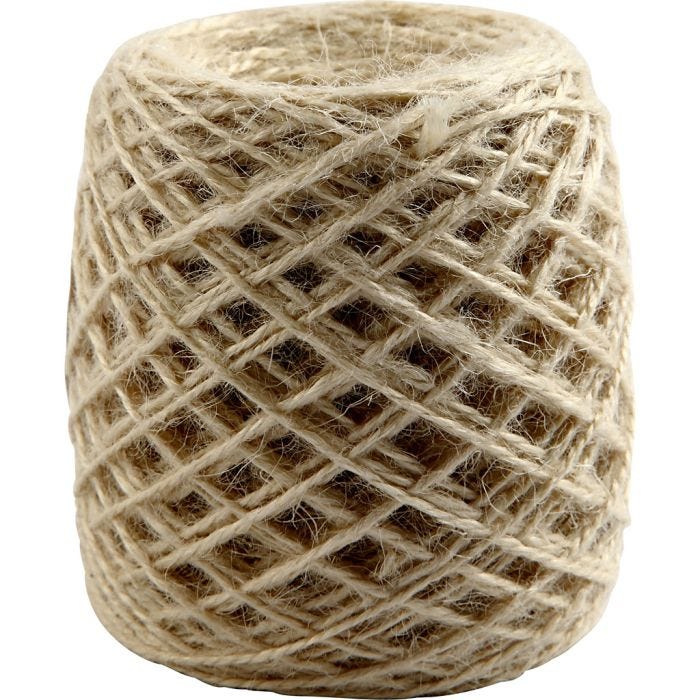 Naturhamp, tykkelse 1-2 mm, natur, 150 m/ 1 rl.