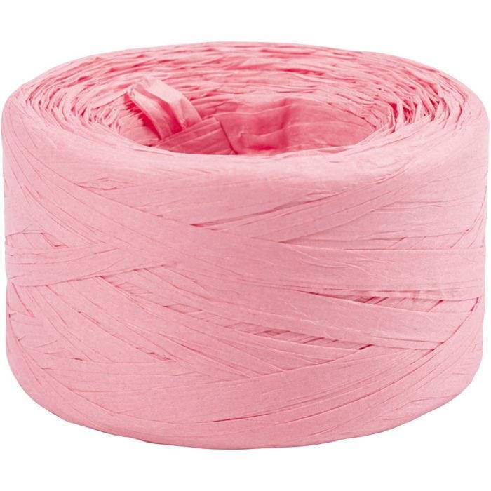 Raffia Papirgarn, 7-8 mm, lys rosa, 100m/ 1 rl.