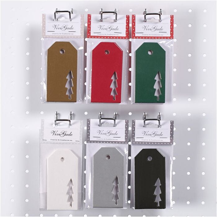 Manilamærker, juletræ, str. 5x10 cm, 300 g, 6x10 pk./ 1 pk.