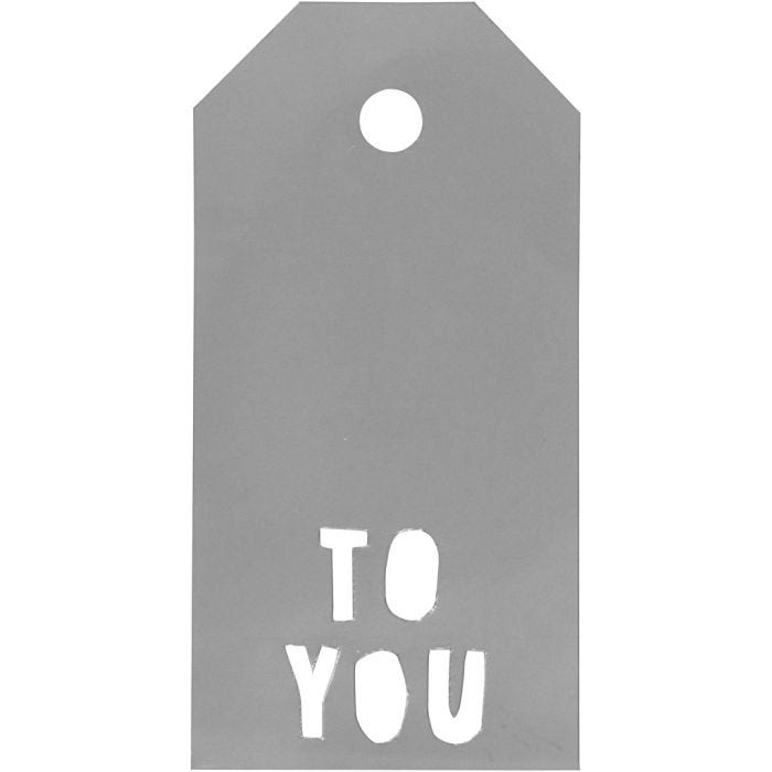 Manilamærker, TO YOU, str. 5x10 cm, 300 g, sølv, 15 stk./ 1 pk.
