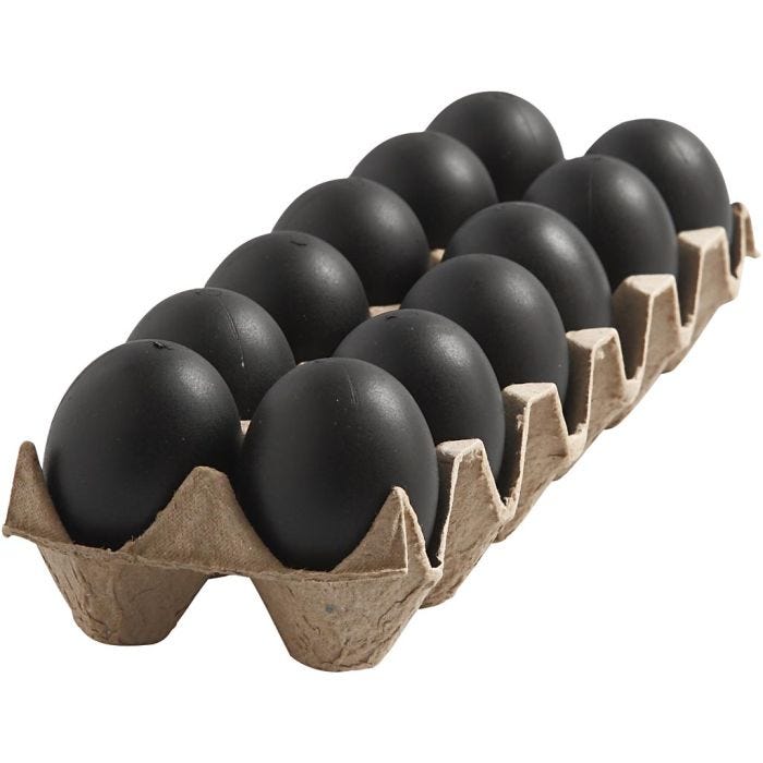 Æg, H: 6 cm, sort, 12 stk./ 1 pk.